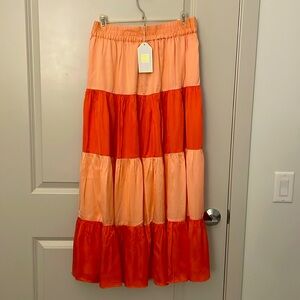 NWT. Emily McCarthy tiered color-block maxi skirt, size XL